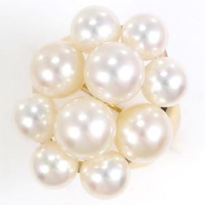 LuxUness K18 Yellow Gold Pearl Ring 9 Metal Ring